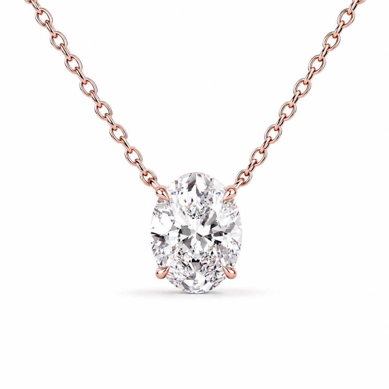 Oval Solitaire Diamond Necklace
