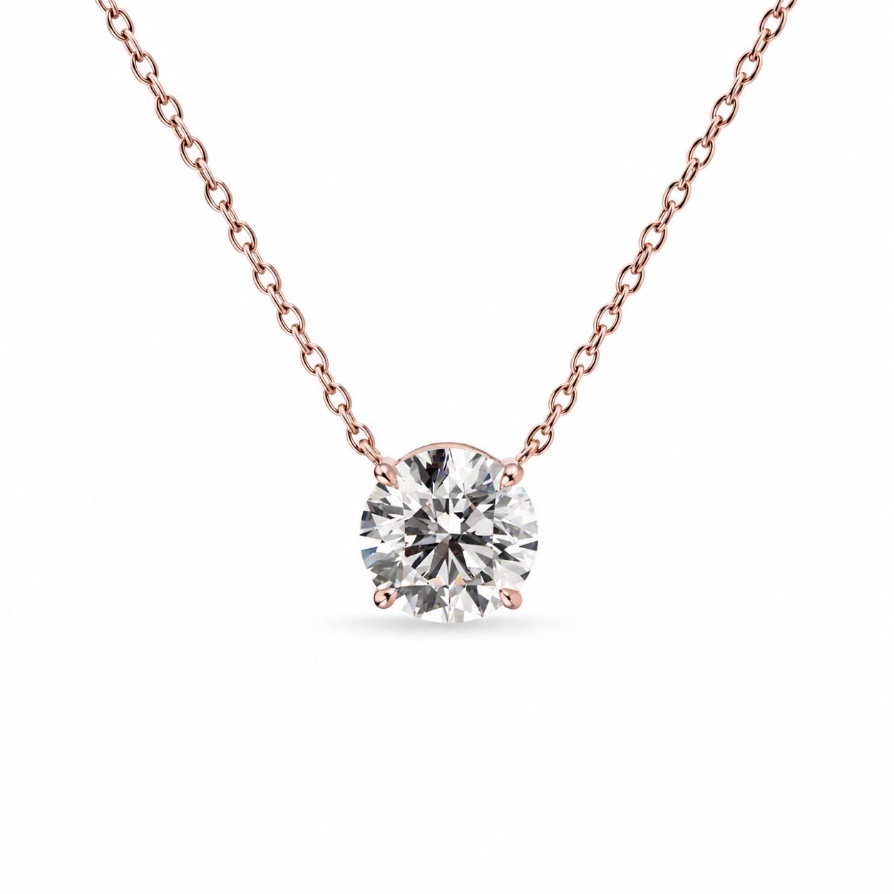 Classic Round Solitaire Diamond Necklace