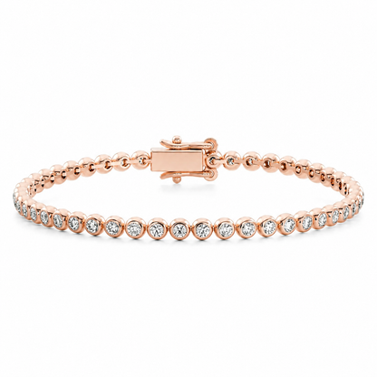 Circa lab-grown diamond bezel tennis bracelet in rose gold with closed clasp