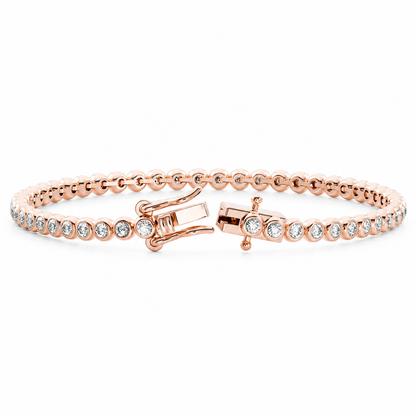 Circa lab-grown diamond bezel tennis bracelet in rose gold with open clasp