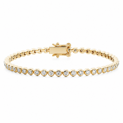 Circa lab-grown diamond bezel tennis bracelet in yellow gold with closed clasp