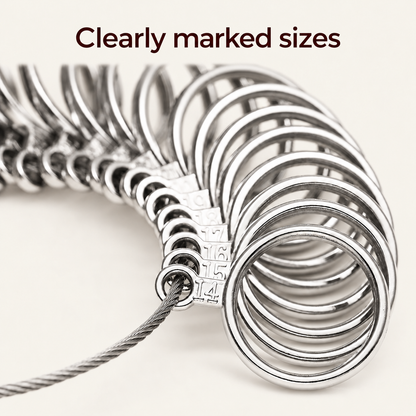 Close-up of engraved size numbers on the Finer ring sizer