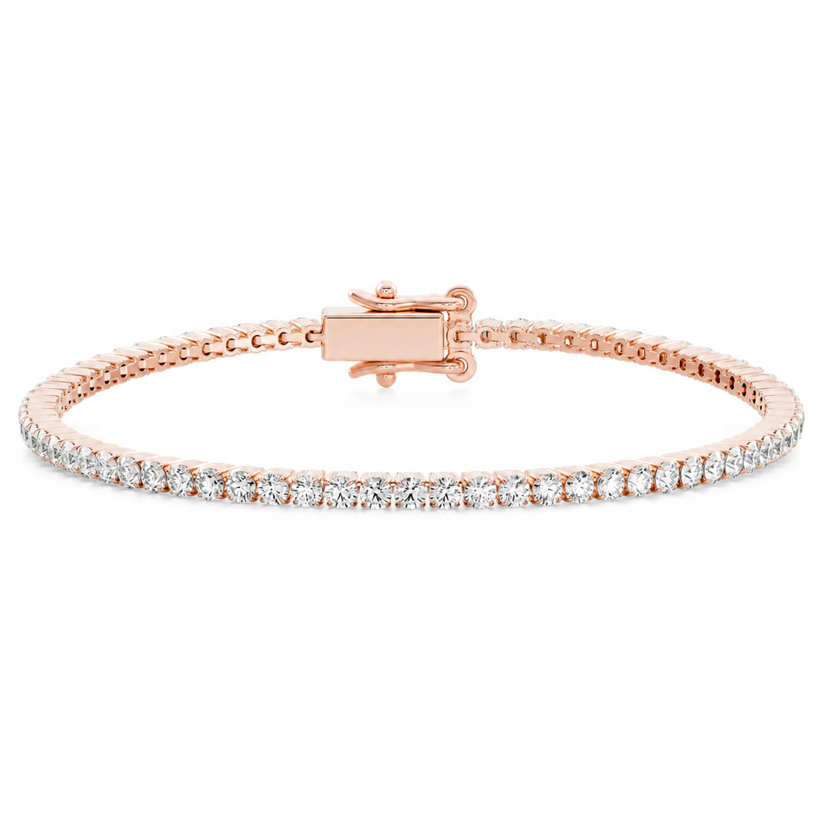 Lucent lab-grown diamond tennis bracelet in rose gold with closed clasp