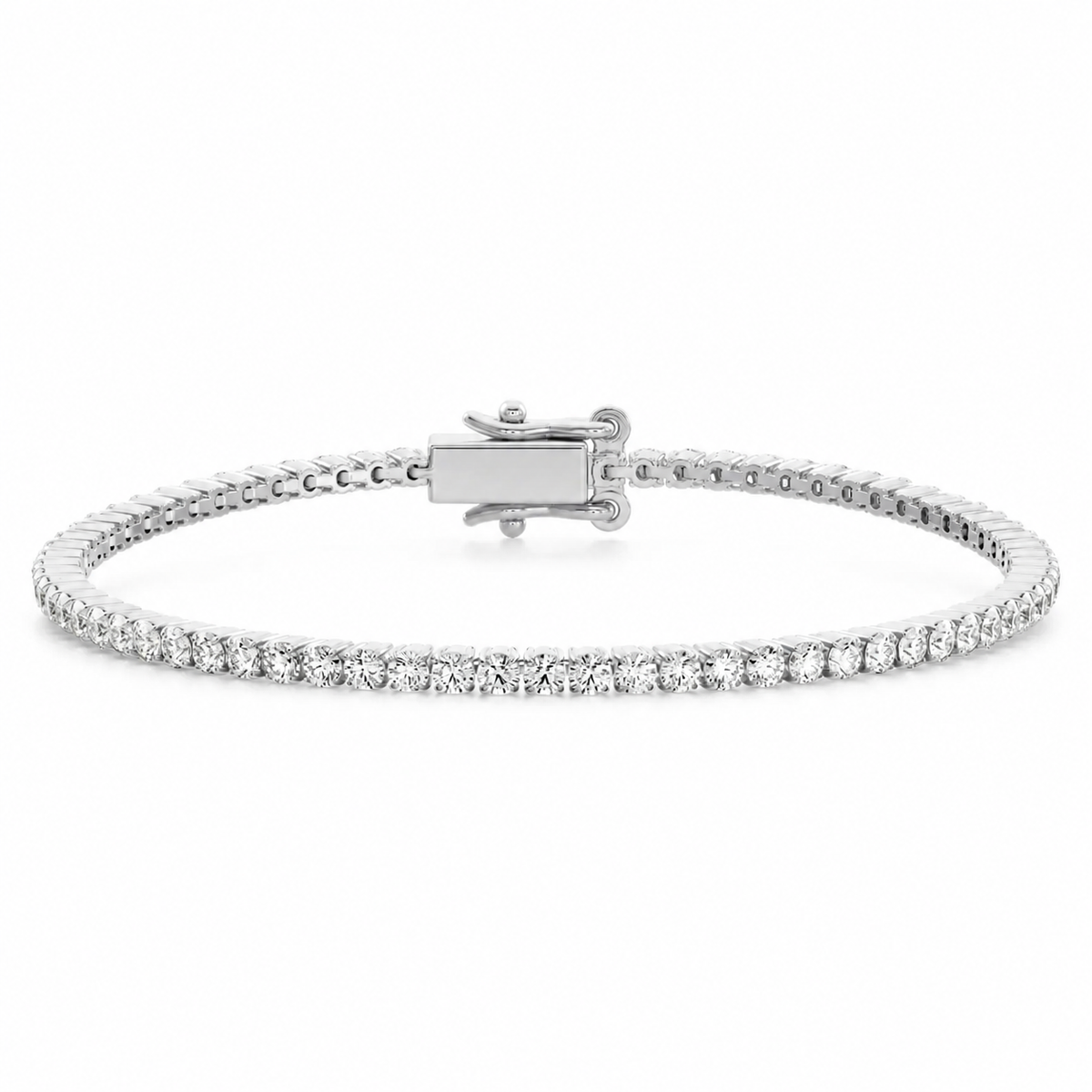 Lucent lab-grown diamond tennis bracelet in white gold with closed clasp