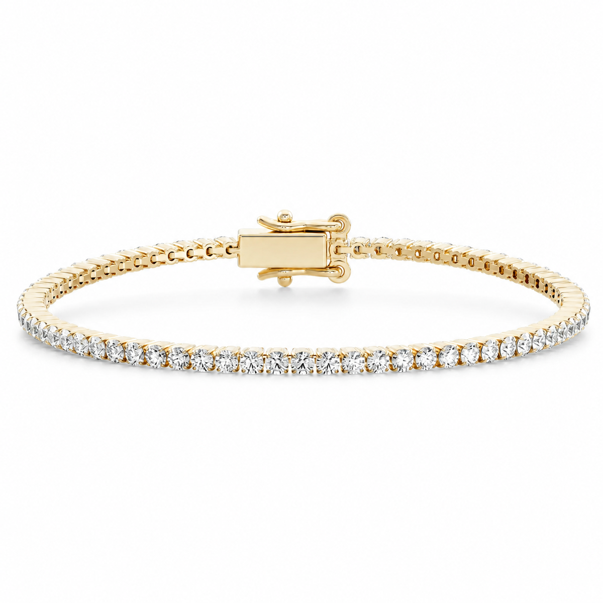 Lucent round lab-grown diamond tennis bracelet in yellow gold