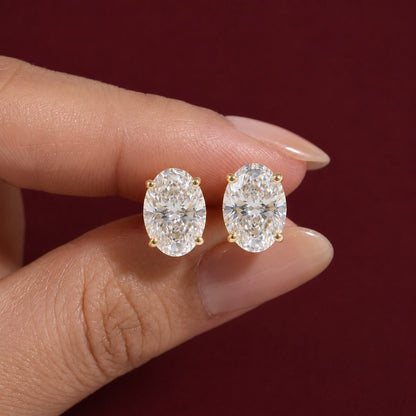 Classic Oval Diamond Stud Earrings