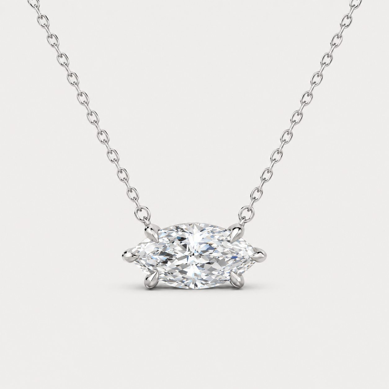 Marquise Solitaire Diamond Necklace