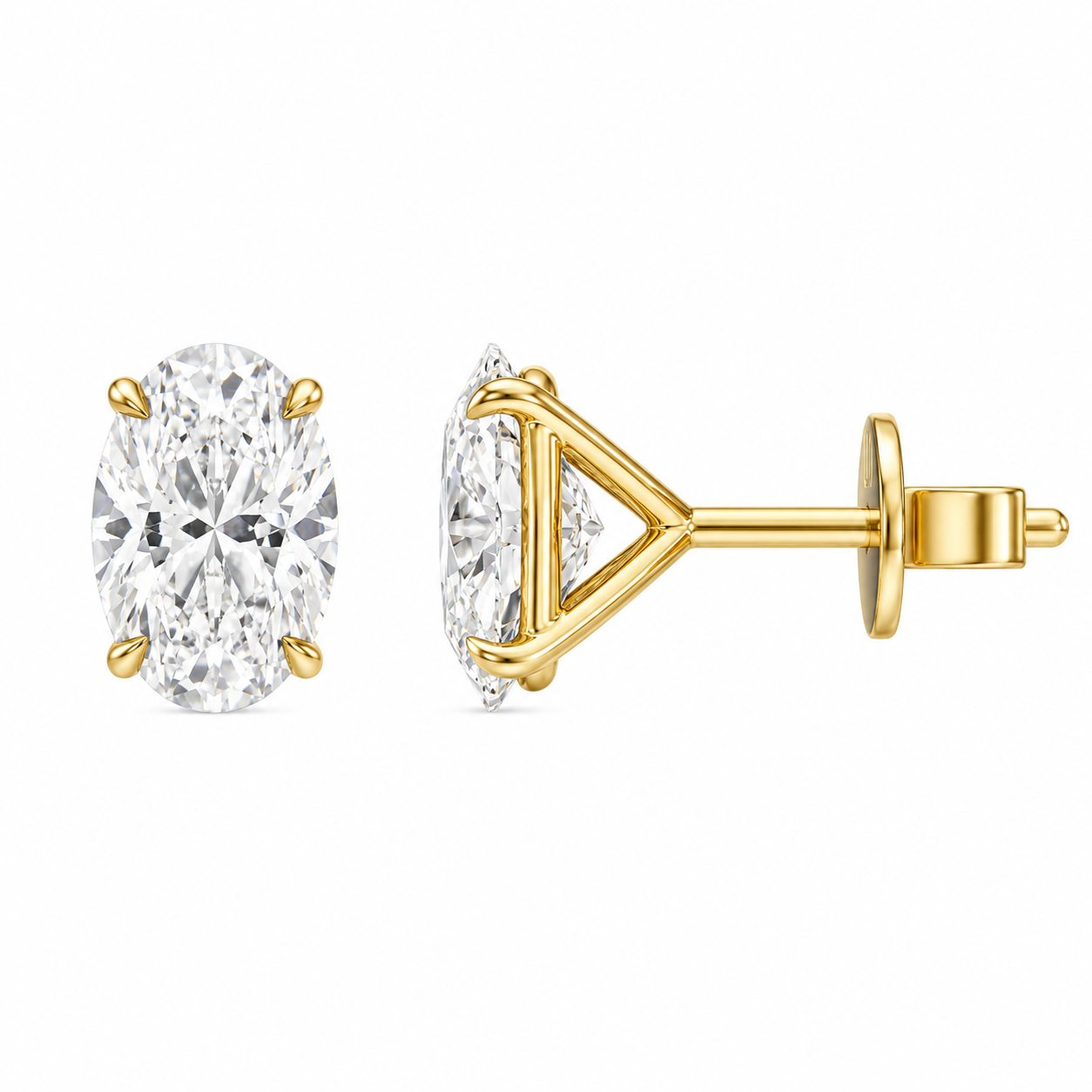 Classic Oval Diamond Stud Earrings