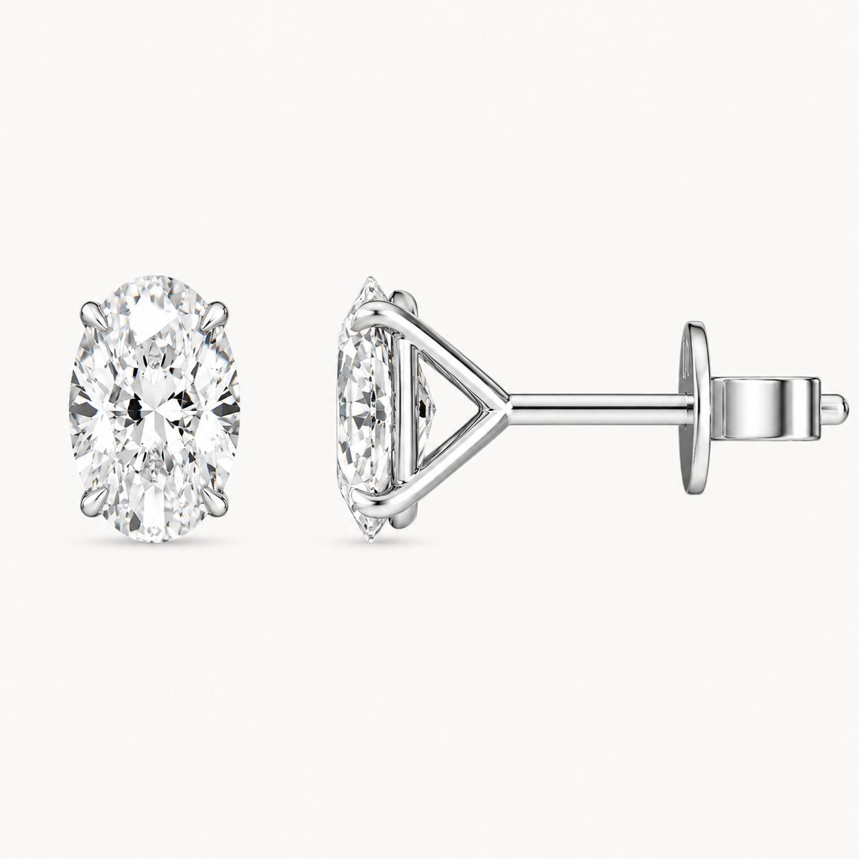 Classic Oval Diamond Stud Earrings