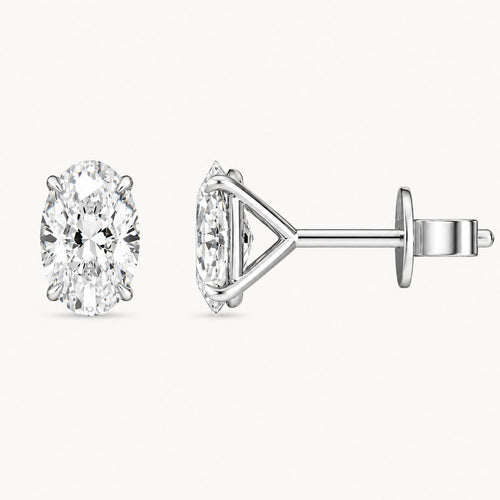 Classic Oval Diamond Stud Earrings