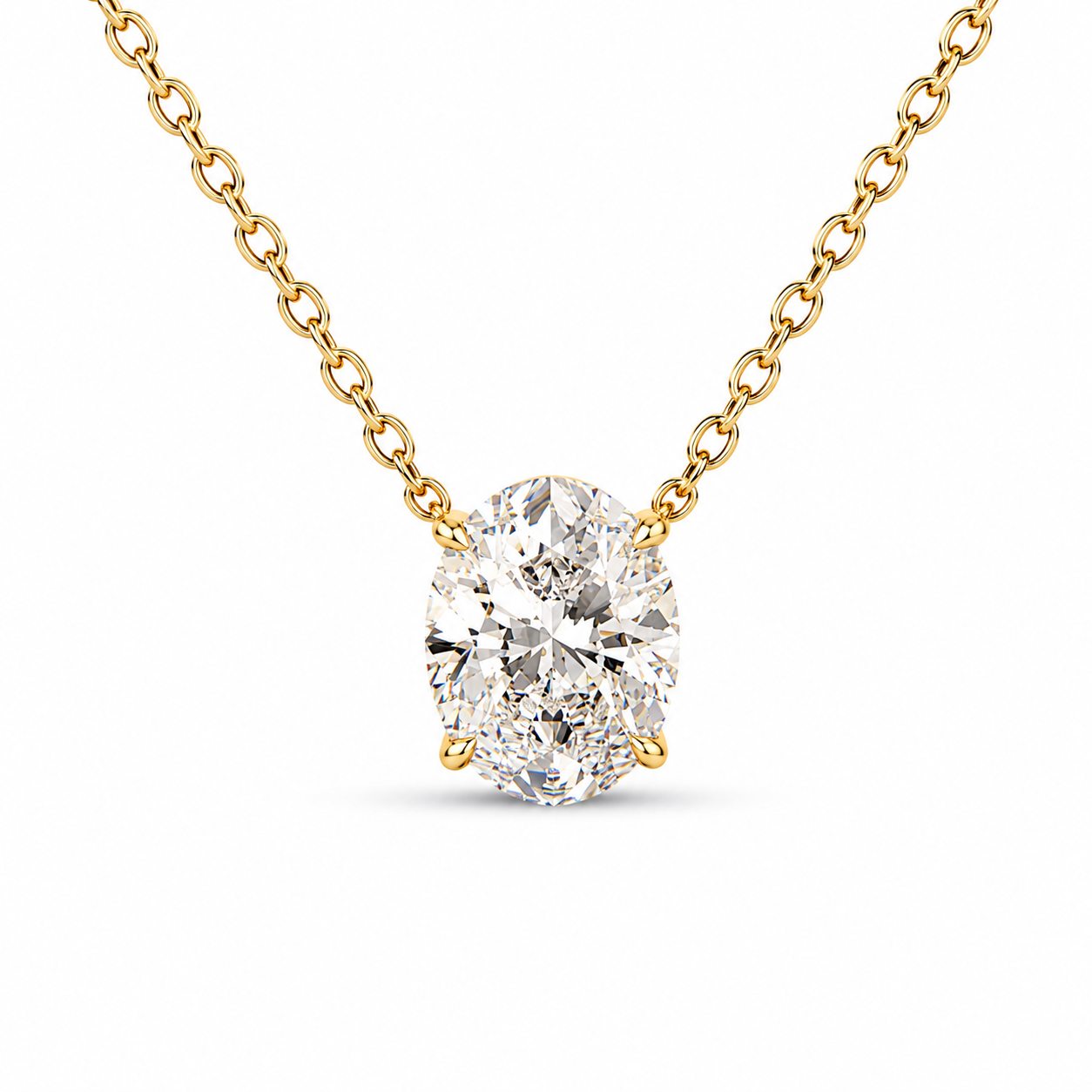Oval Solitaire Diamond Necklace