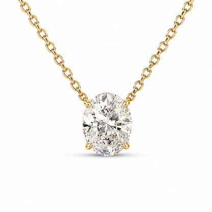 Oval Solitaire Diamond Necklace