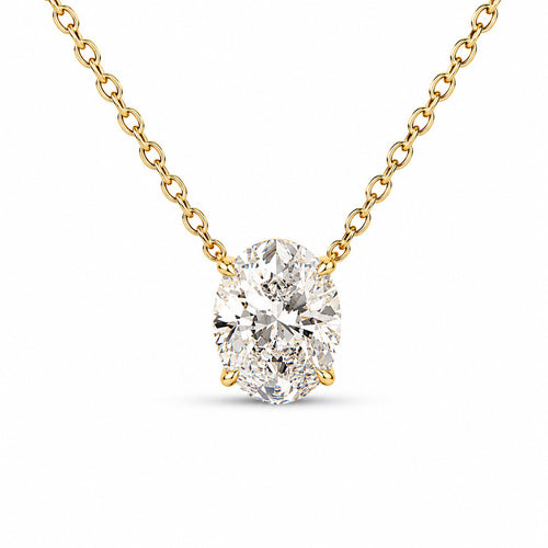 Oval Solitaire Diamond Necklace