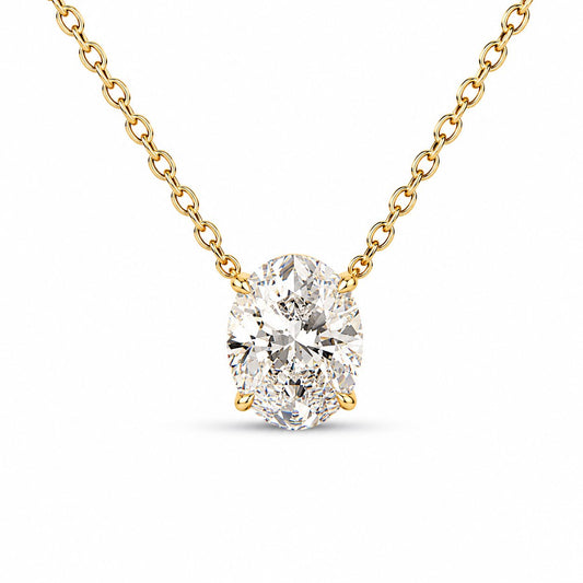 Oval Solitaire Diamond Necklace