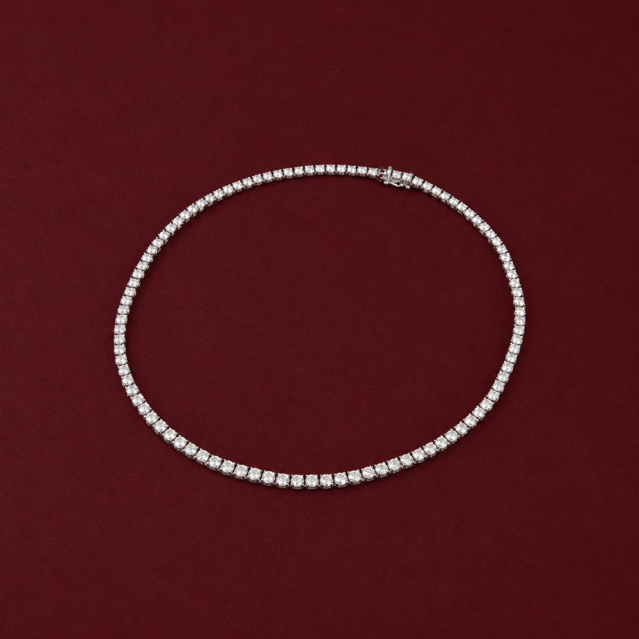 Square Set Diamond Tennis Necklace