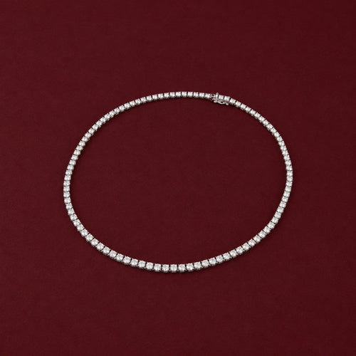 Square Set Diamond Tennis Necklace