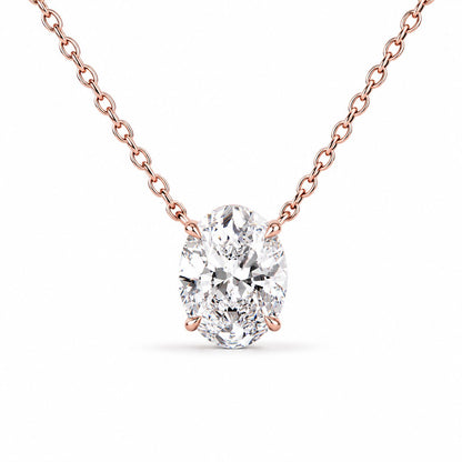Oval Solitaire Diamond Necklace