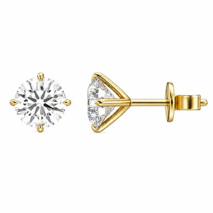 Classic Round Solitaire Stud Earrings