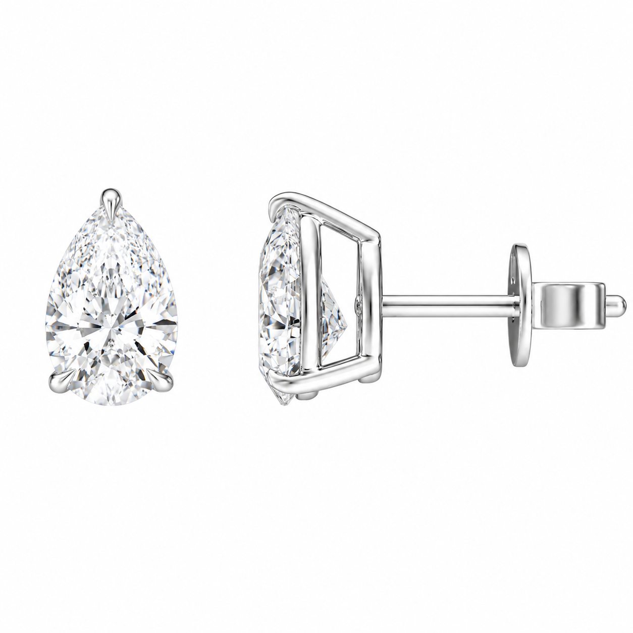 Pear Diamond Stud Earrings