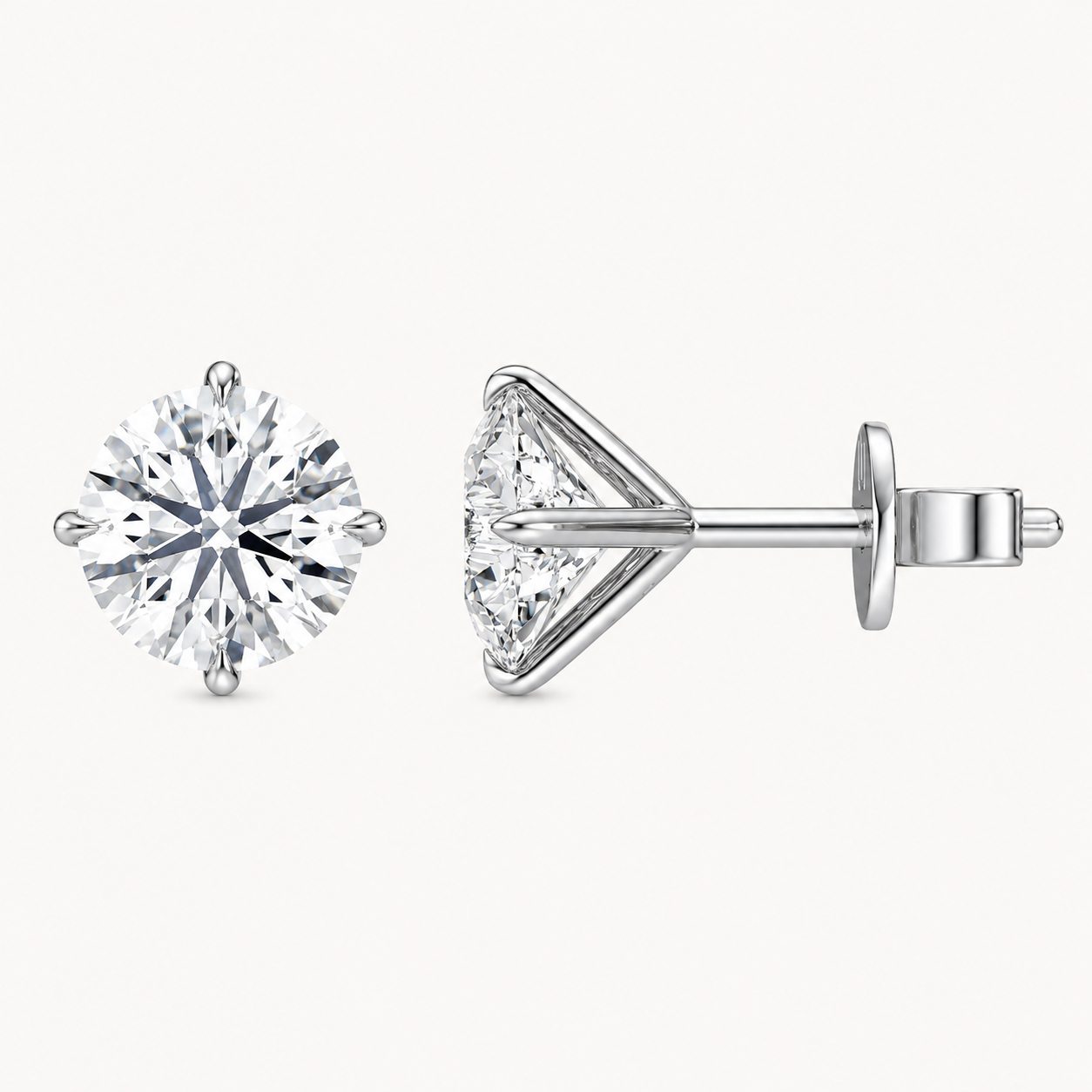 Classic Round Solitaire Stud Earrings