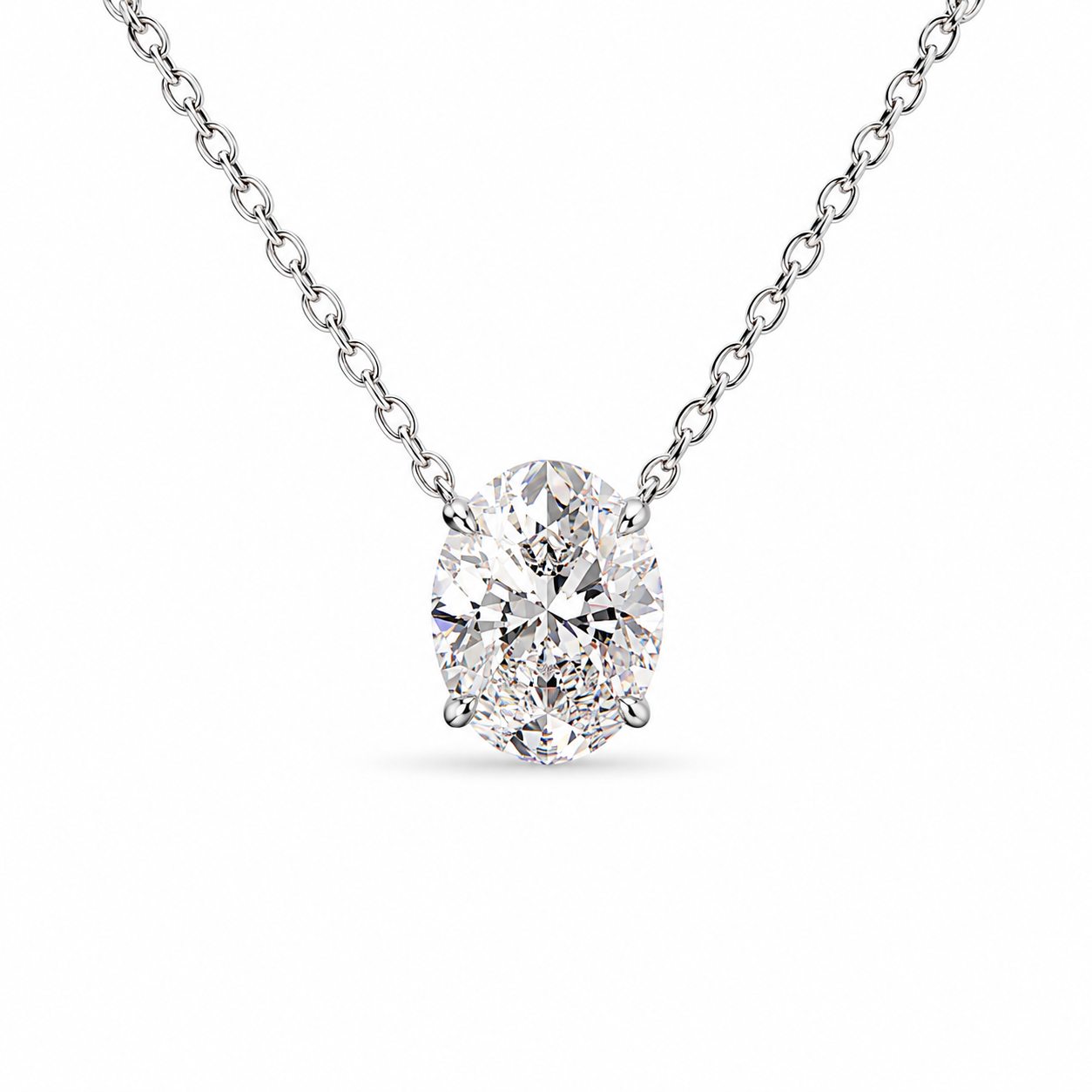 Oval Solitaire Diamond Necklace