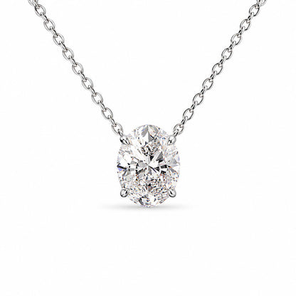 Oval Solitaire Diamond Necklace