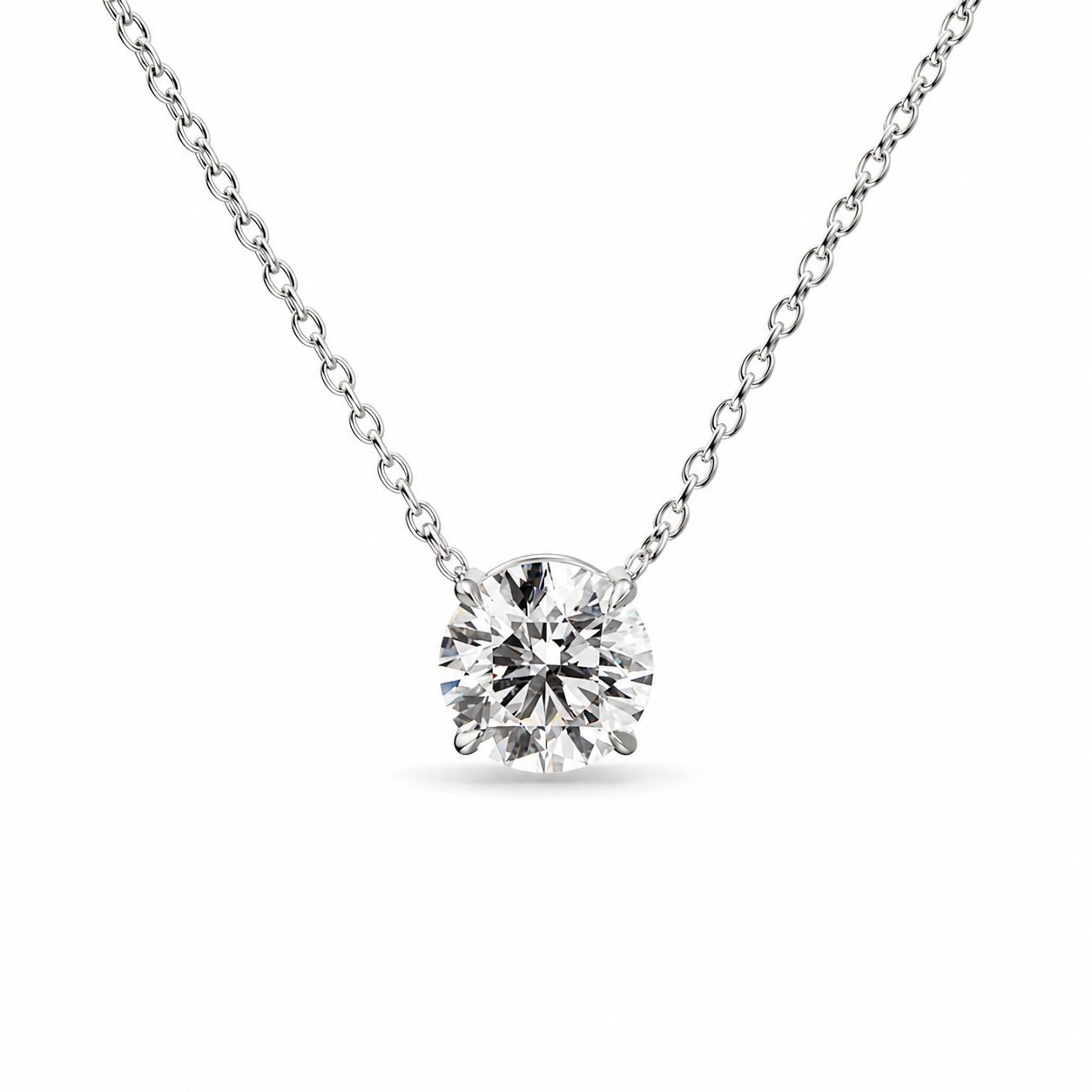 Classic Round Solitaire Diamond Necklace