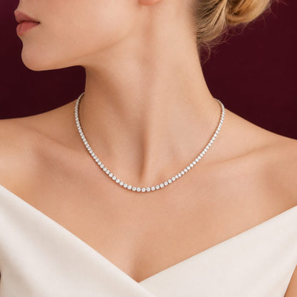 Square Set Diamond Tennis Necklace