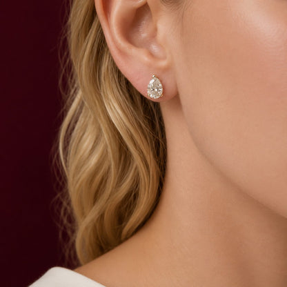 Pear Diamond Stud Earrings
