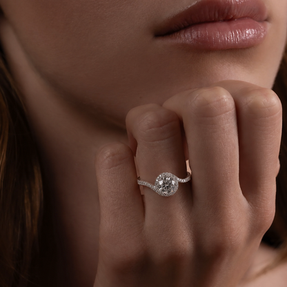 Serene Twist Halo Ring