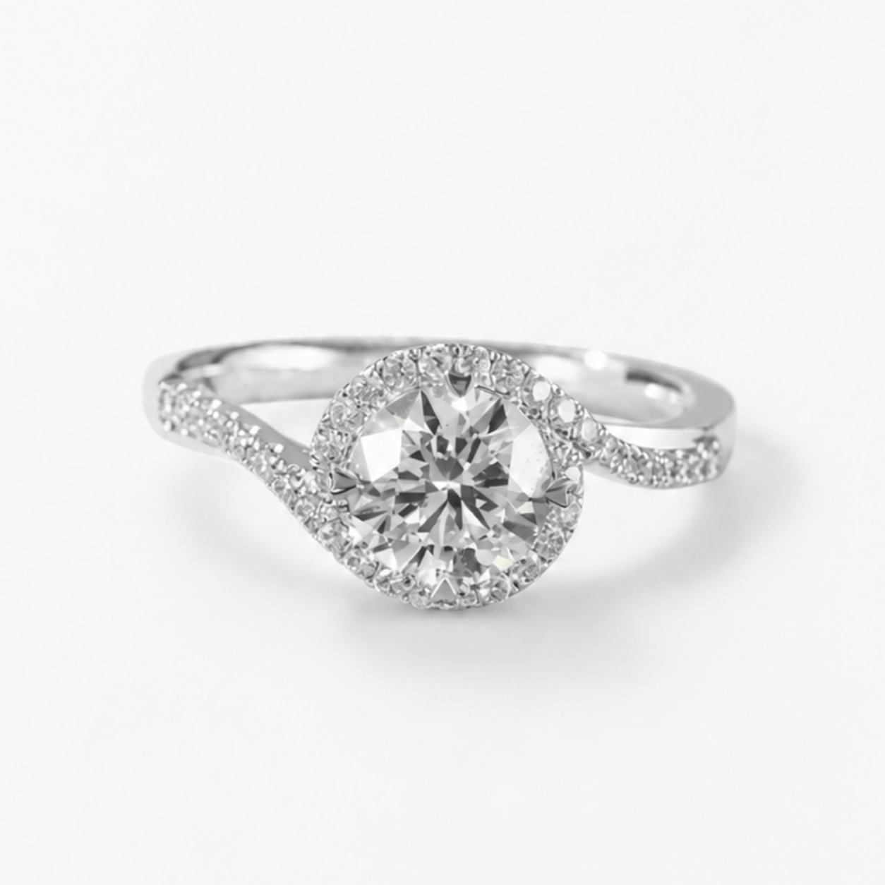 Serene Twist Halo Ring
