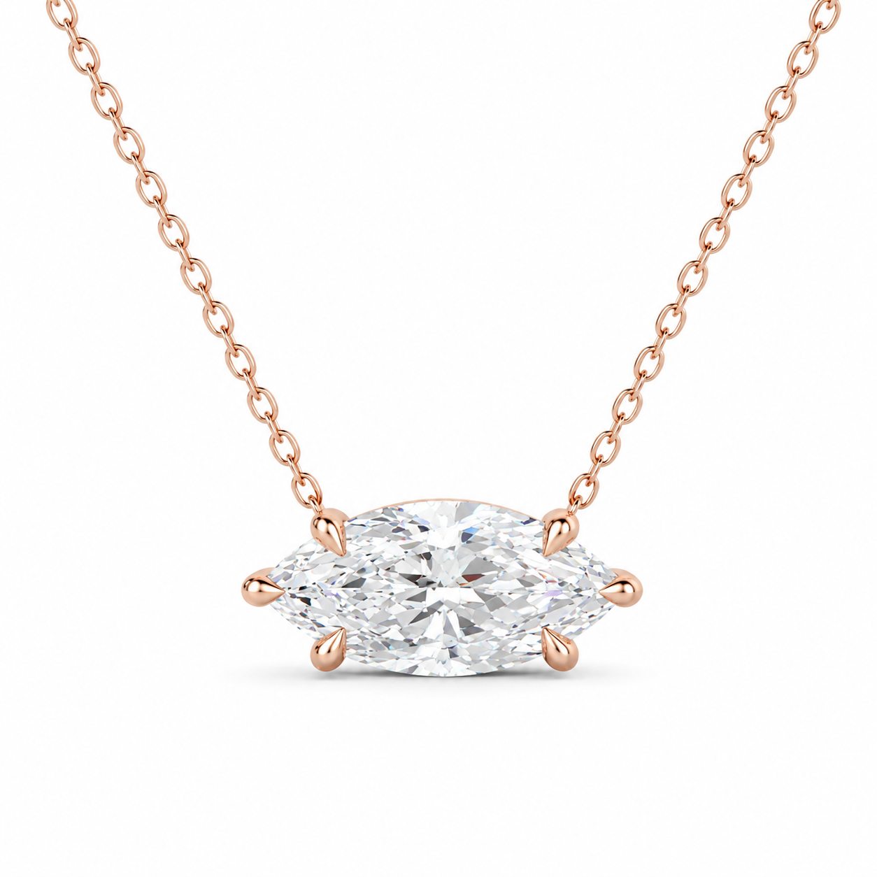 Marquise Solitaire Diamond Necklace